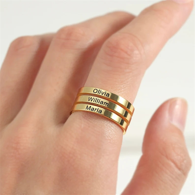 Couple Ring Set - Bague Double Couche Personnalisée en Acier